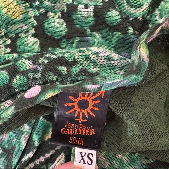 Vintage 90s Jean Paul Gaultier Soleil XS Extra Small Button Down Mesh Top Shirt - Picture 6 of 7